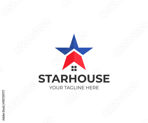 Free Download Star and house logo template. American house vector design. Real estate illustration - GFXLoad