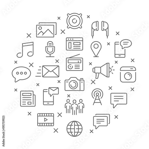 Collection of social media thin line icons