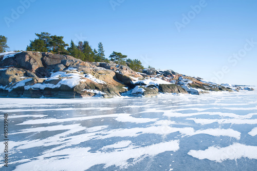 A sunny February day off the coast of the Hanko Peninsula. Finland