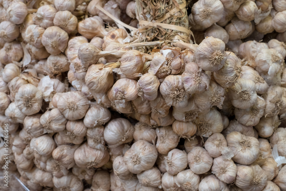 lot of garlics in market prepare for sale to be food material and cooking for Asia Food style lot of garlics in market prepare for sale to be food material and cooking for Asia Food style