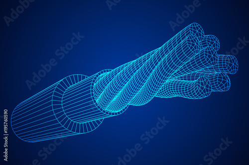 Electrical cable cleared wire. Wireframe low poly mesh vector illustration photo