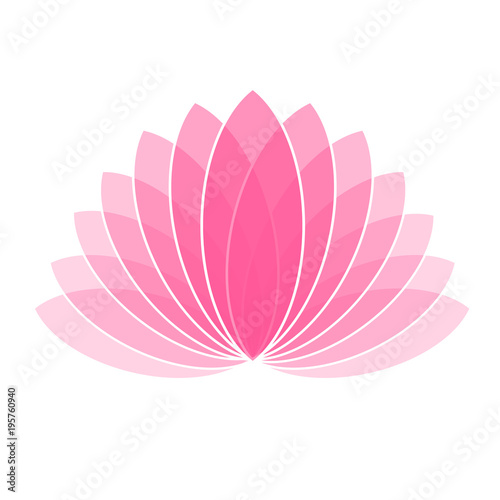 Pink Lotus Flower Icon Logo on White Background Illustration