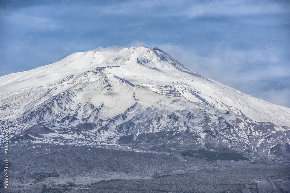 panorama of the Etna volcano from the city of Catania panorama of the Etna volcano from the city of Catania