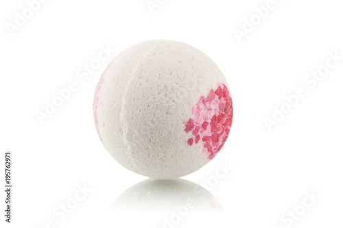 Spa salt, towel flower branch, bath bomb for beauty and health. Healthy relaxation, therapy and treatment. Aromatherapy, body care, aroma massage. Alternative lifestyle. Relax in bath.