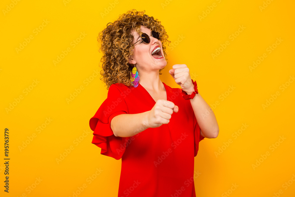 Attractive woman with short curly hair Attractive woman with short curly hair