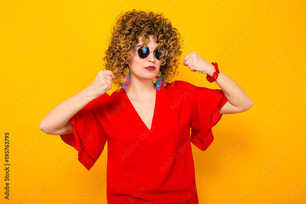 Attractive woman with short curly hair Attractive woman with short curly hair