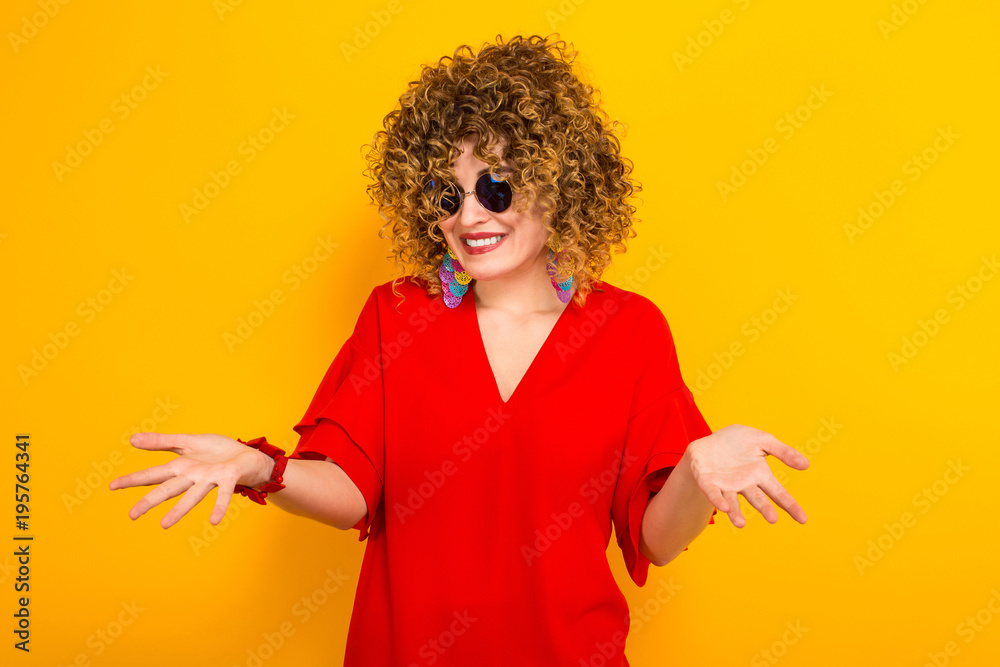 Attractive woman with short curly hair Attractive woman with short curly hair