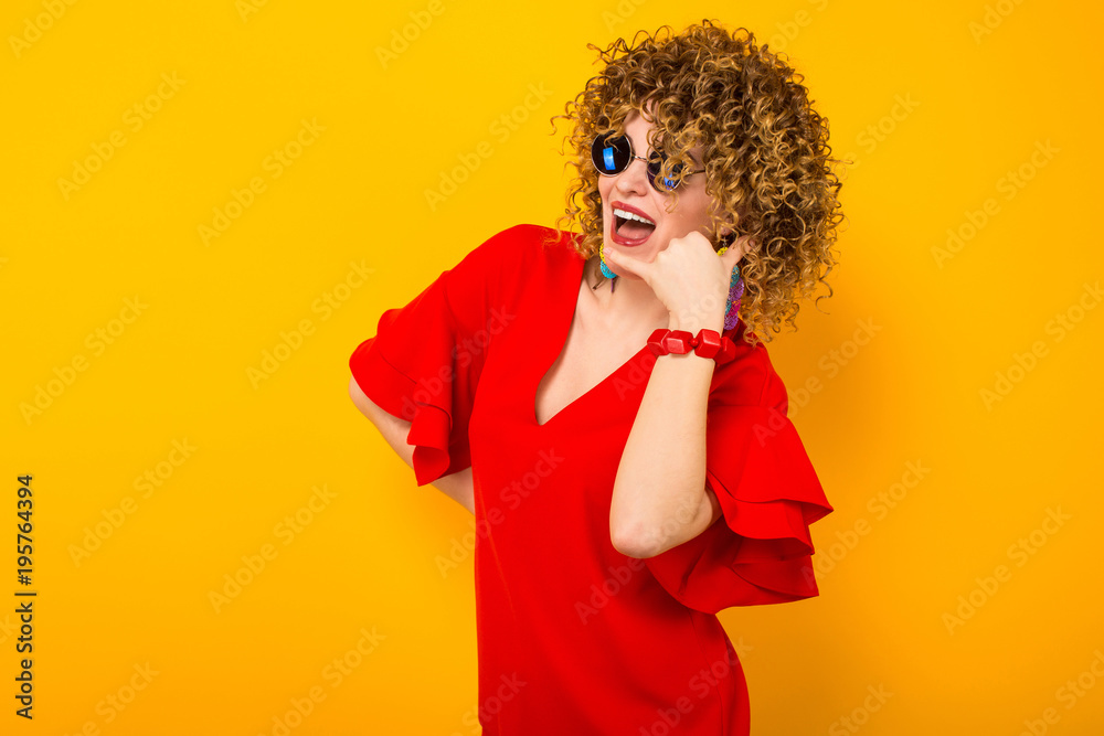 Attractive woman with short curly hair Attractive woman with short curly hair