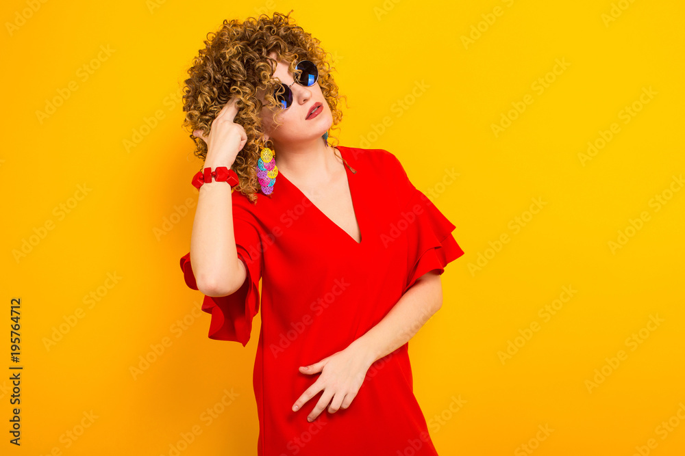 Attractive woman with short curly hair Attractive woman with short curly hair