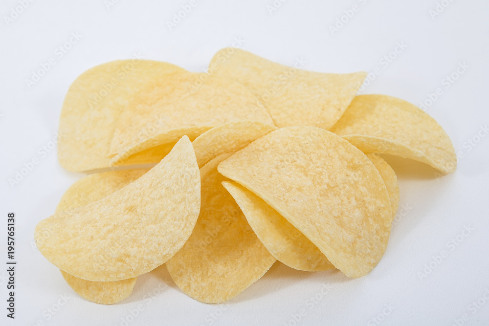 Potato chips isolated on white background Stock Photo Adobe Stock