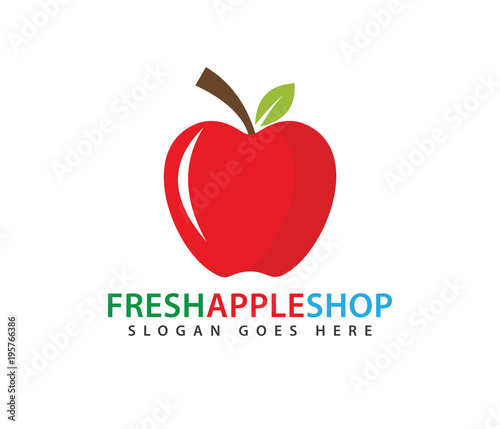 fresh red apple fruit vector logo design