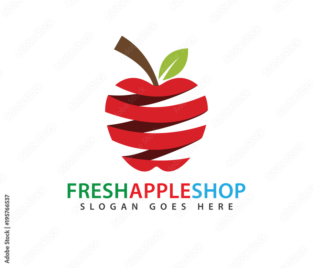 red abstract spring apple fruit vector logo design Stock Vector | Adobe  Stock