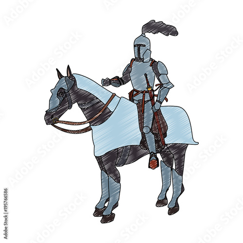 Medieval warrior on horse vector illustration graphic design