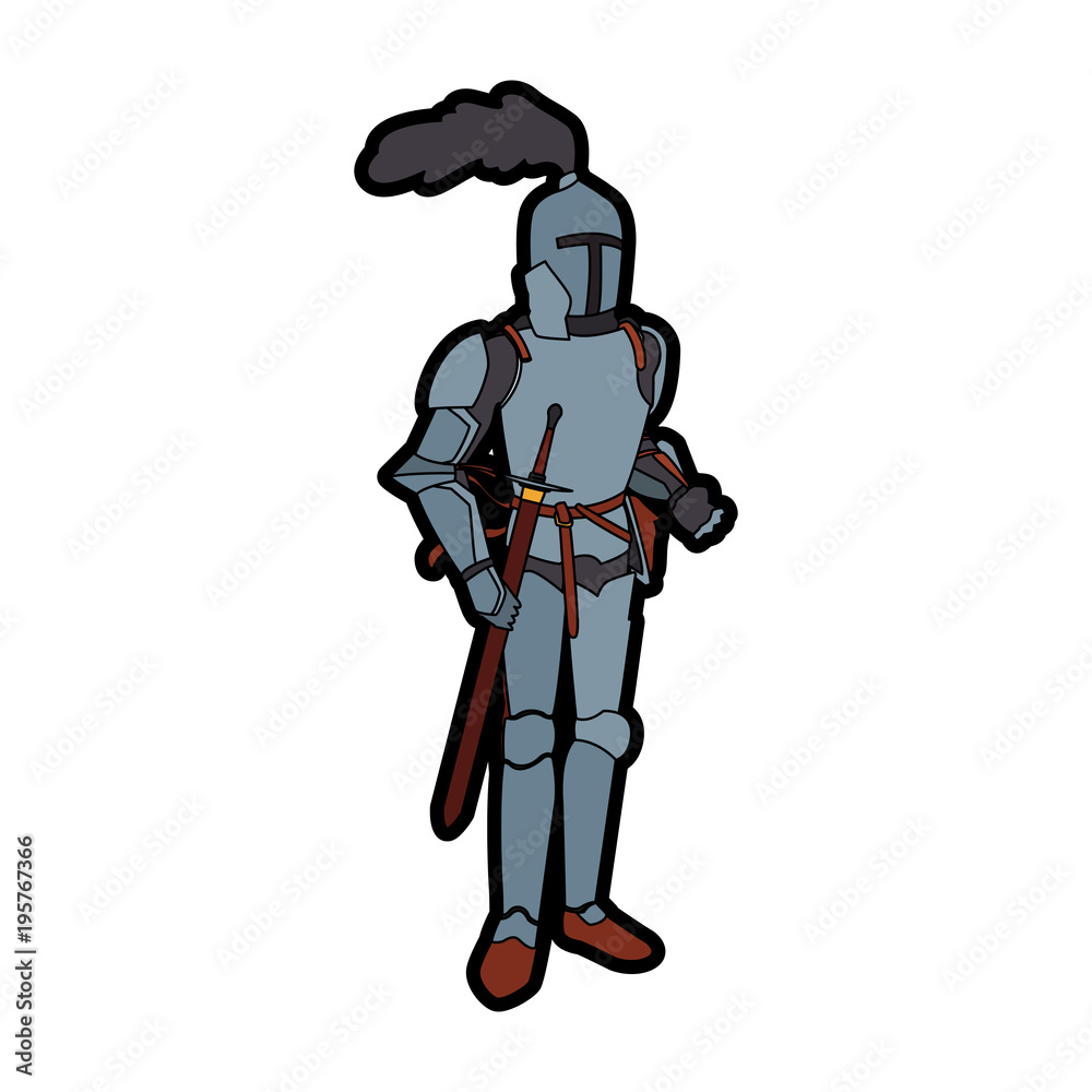 Medieval warrior cartoon vector illustration graphic design