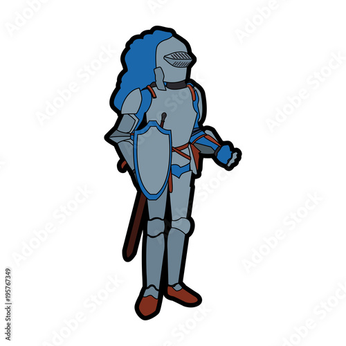 Medieval warrior cartoon vector illustration graphic design © Jemastock