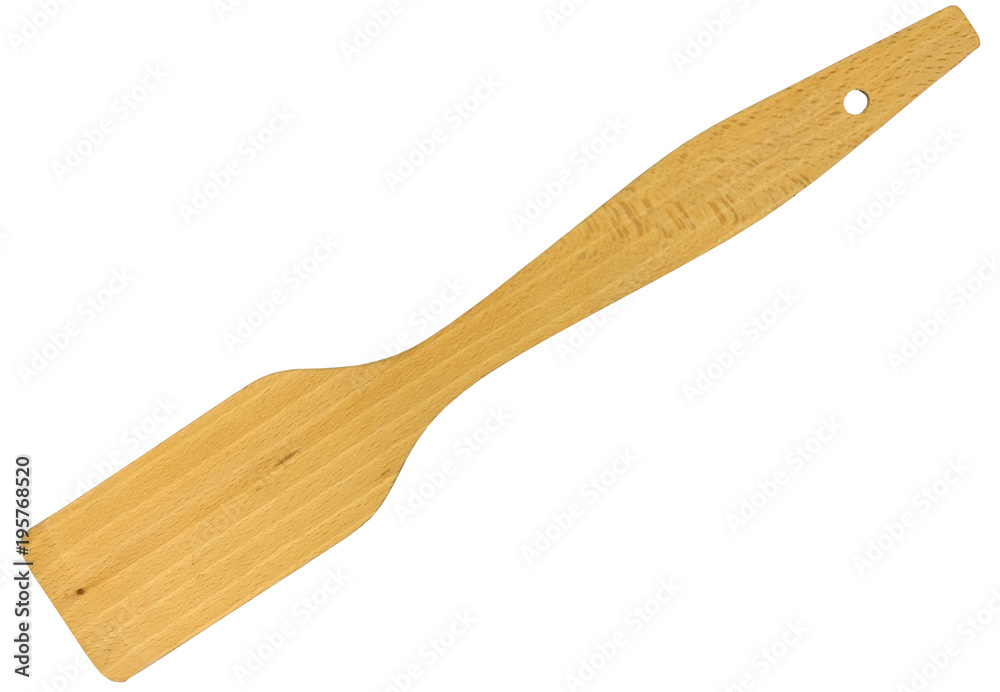 Wooden spade of frying pan isolated on white Wooden spade of frying pan isolated on white