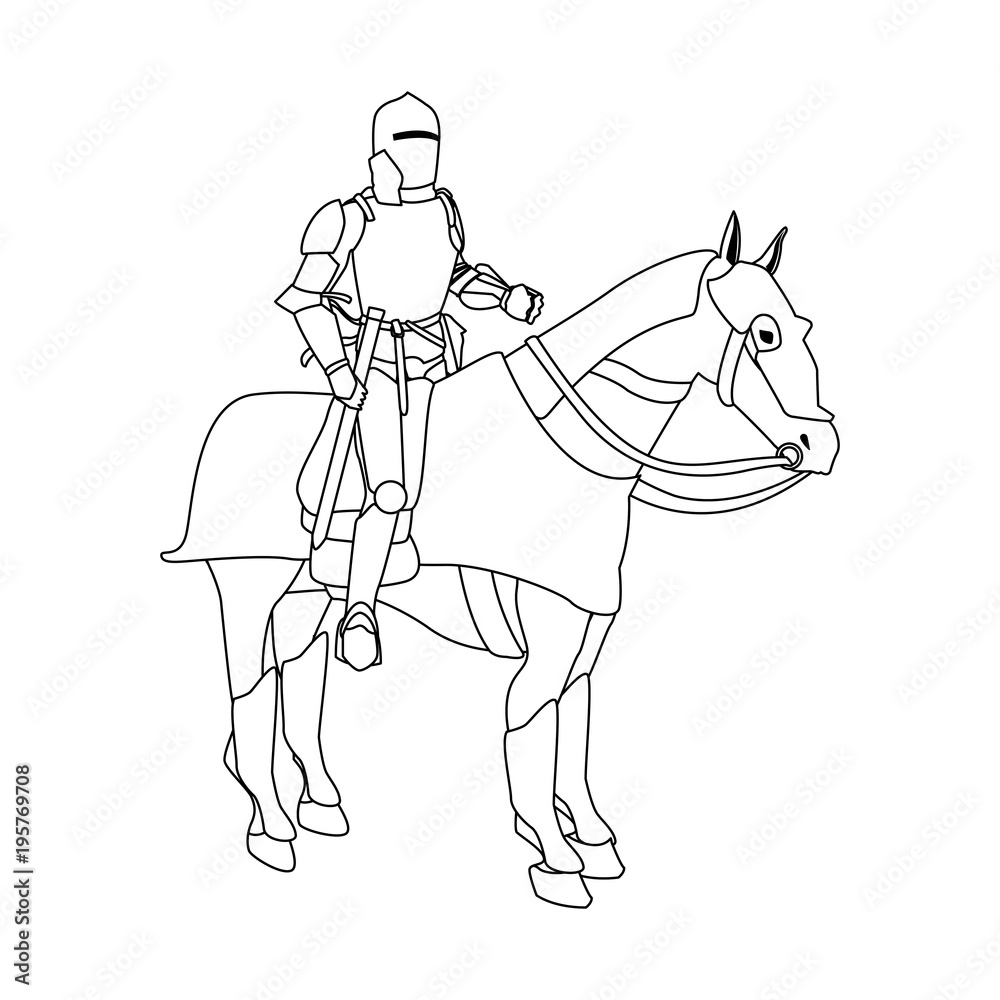Medieval warrior on horse vector illustration graphic design Medieval warrior on horse vector illustration graphic design
