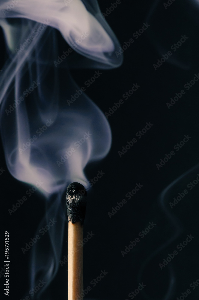 Burnt match with smoke Burnt match with smoke