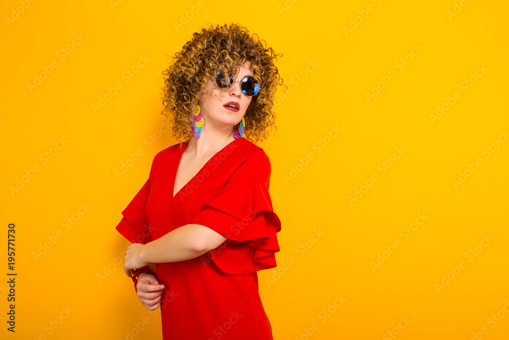 Attractive woman with short curly hair Attractive woman with short curly hair