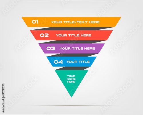 Pyramids infographic concept. Vector template with 5 options, parts, stages, buttons. Can be used for web, diagram, graph, presentation, chart, report, step by step infographics. Abstract background. © antonnikulin