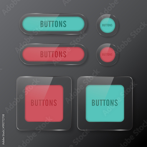 Set buttons web glass color red and green