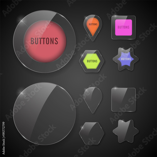 set buttons web glass colorful V2
