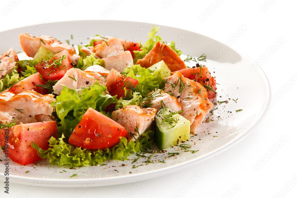 Fish salad - grilled salmon and vegetables