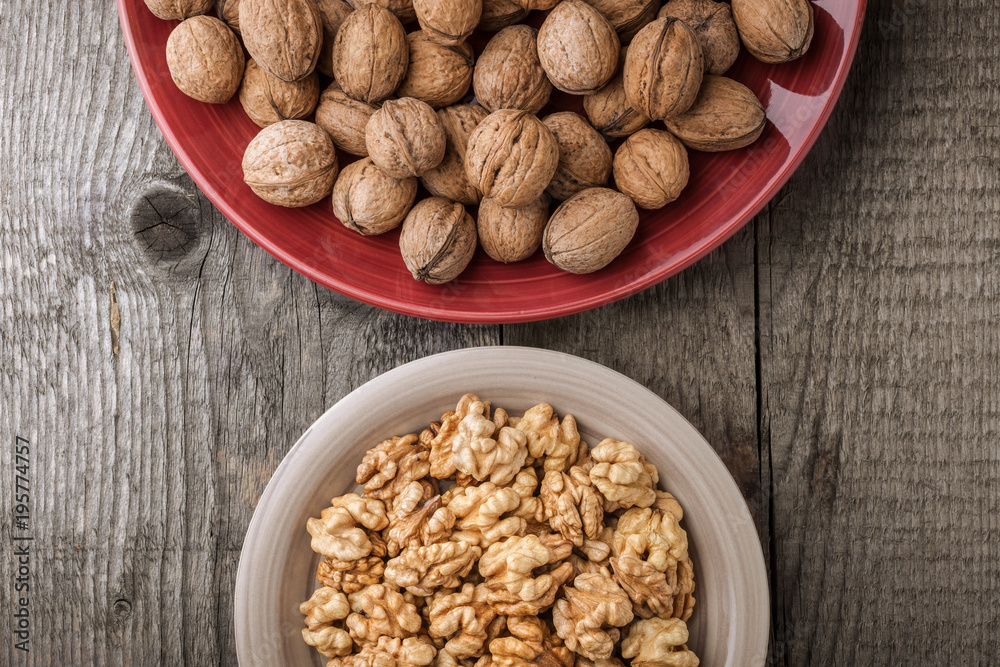 Walnuts group background overhead in kernel and peel in studio Walnuts group background overhead in kernel and peel in studio