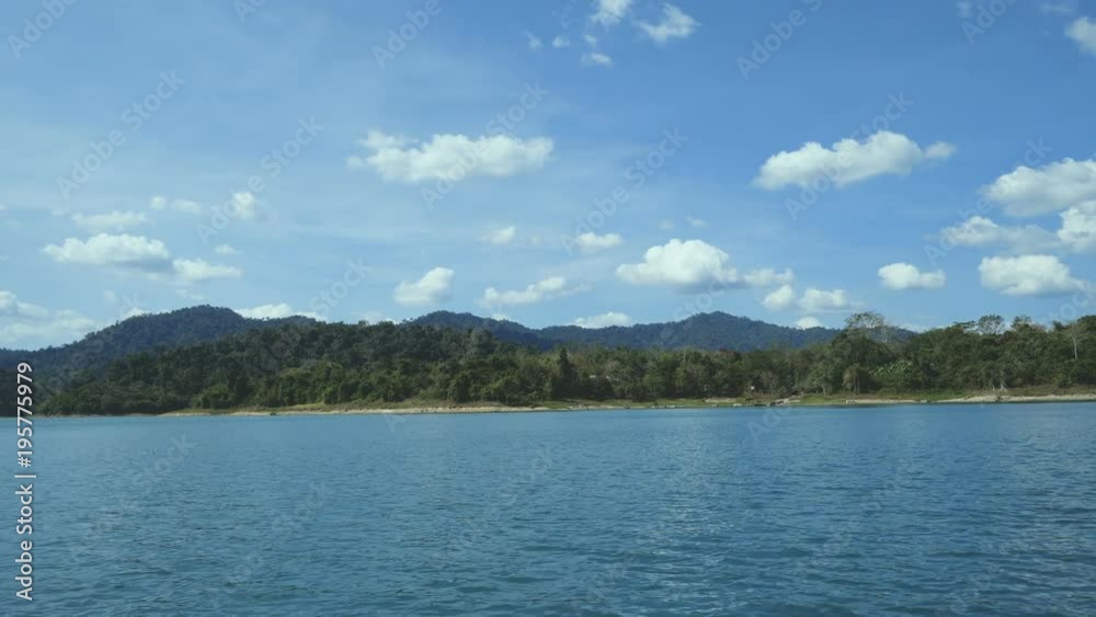Beautiful view mountain lake and river from boat in Ratchaprapa dam, Khoa Sok national park, Surat Thani, Thailand Beautiful view mountain lake and river from boat in Ratchaprapa dam, Khoa Sok national park, Surat Thani, Thailand