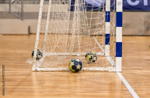 Fotografie, Obraz The balls in the gates for handball