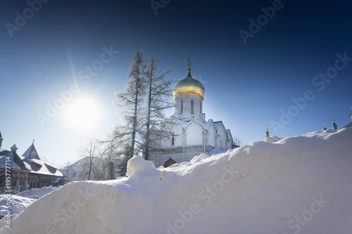Spectacular Buildings and Towers of Savva-Storozhevsky Monastery. Zvenigorod, Russia.