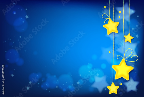 Shining Magic Stars on Dark Blue Background. Magic stars abstract background, shiny light effect background