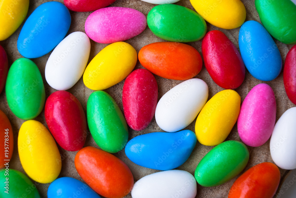 Easter background with colorful candy eggs Easter background with colorful candy eggs
