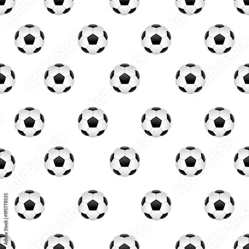 Seamless pattern with football ball isolated on white background. Vector illustration