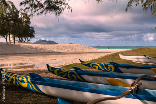 Canvas Print outrigger canoes in hawaii