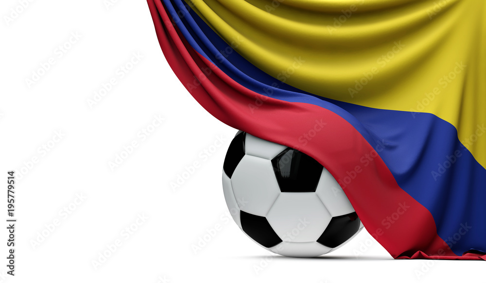 Φωτογραφία Colombia national flag draped over a soccer football ball