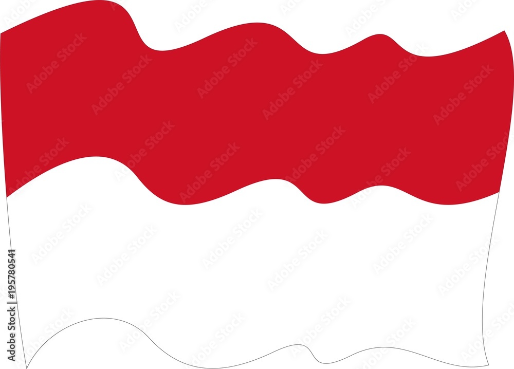 waves Flag of Monaco-Monaco waving flag vector illustration. Two colours stripes elements as a national Monegasque symbol
