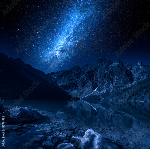 Milky way at the lake in Tatras, Poland