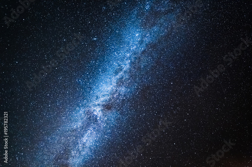 Blue and dark milky way with million stars at night