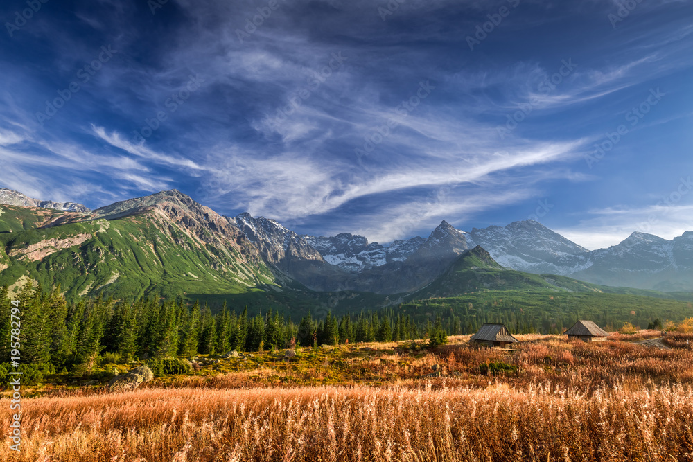 Fototapeta premium Tatra mountain in Poland at sunset in autumn