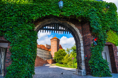 Historic royal Wawel castle in spring in Cracow/Krakow, Poland.