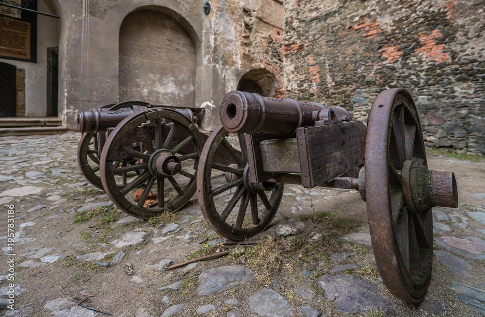 Old brass cannons in the Bolkow castle Old brass cannons in the Bolkow castle