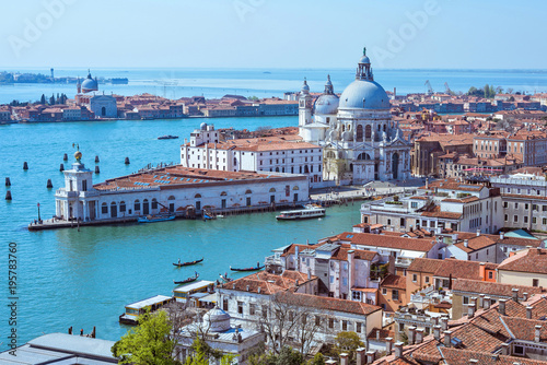 Panoramic aerial cityscape view to Venice in Italy