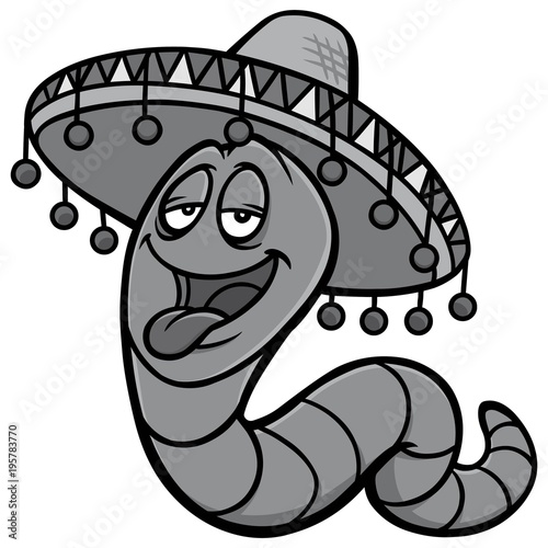 Tequila Worm Illustration - A vector cartoon illustration of a Tequila Worm mascot.