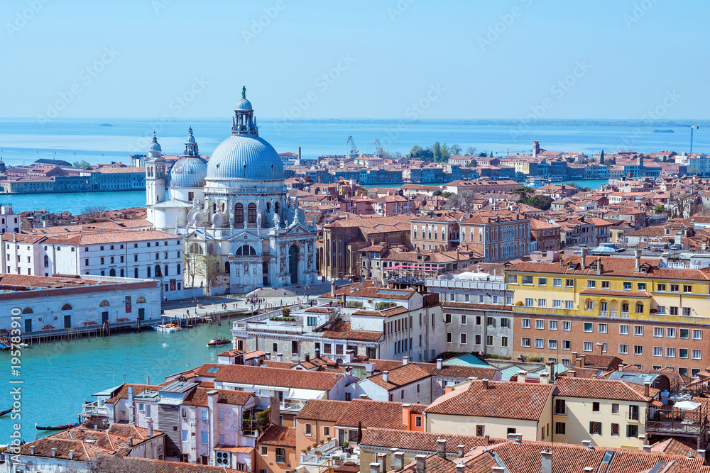 Fototapeta Panoramic aerial cityscape view to Venice in Italy