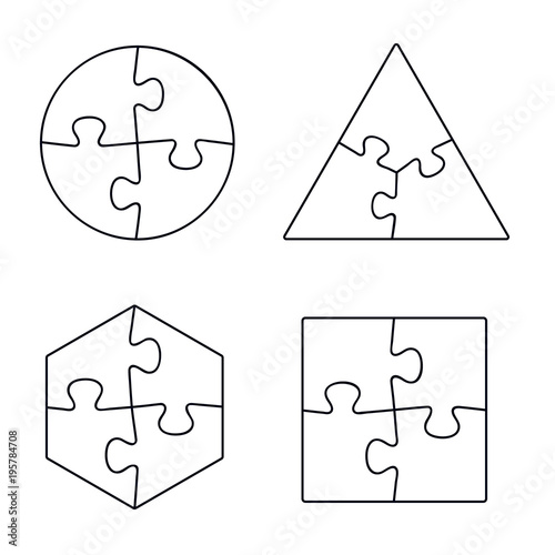 Puzzle line icons collection, vector isolated outline set illustration