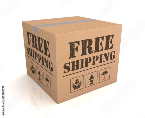 free shipping cardboard box concept 3d illustration