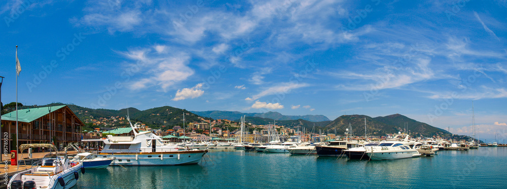 Panoramic view of Varazze Marina in Liguria, Italy