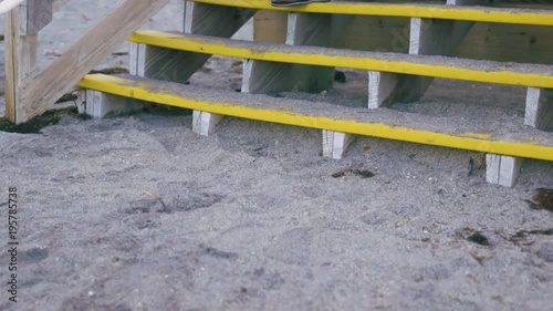 Walking up stairs at the beach