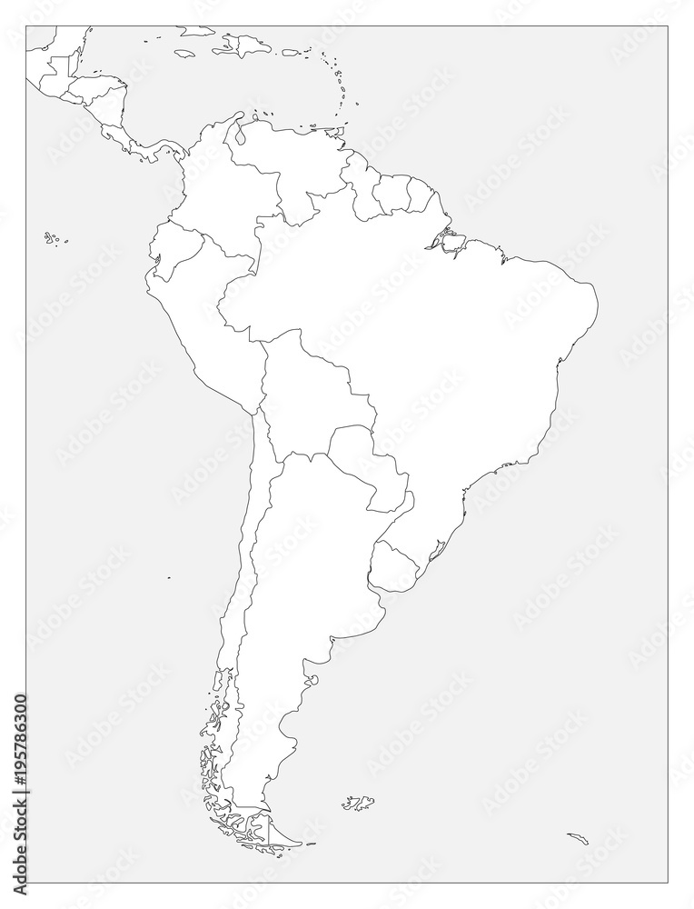 Blank Political Map Of South America Simple Flat Vector Outline Map